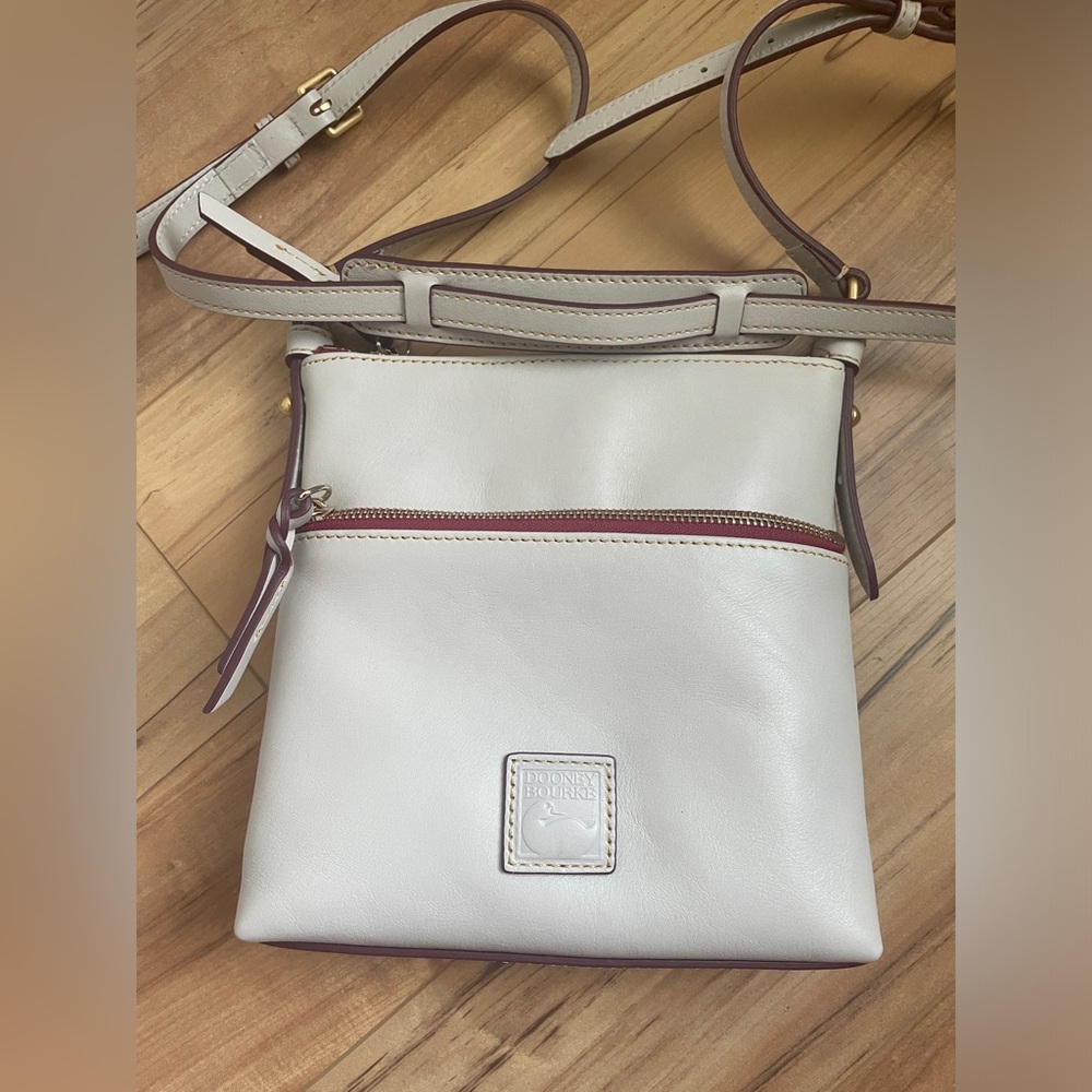 Dooney & Bourke Florentine Leather Letter Carrier in Ecru
